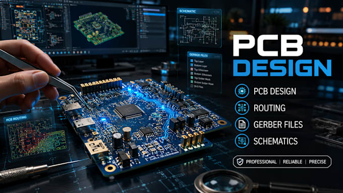 do pcb design,routing,gerder files and circuit schematics