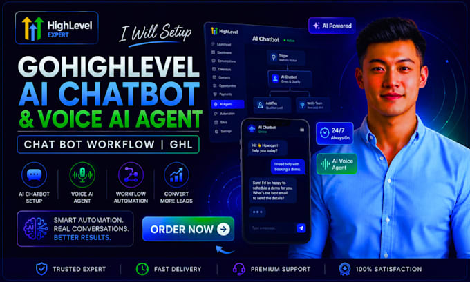 setup gohighlevel ai chatbot go high level voice ai agent chat bot workflow ghl
