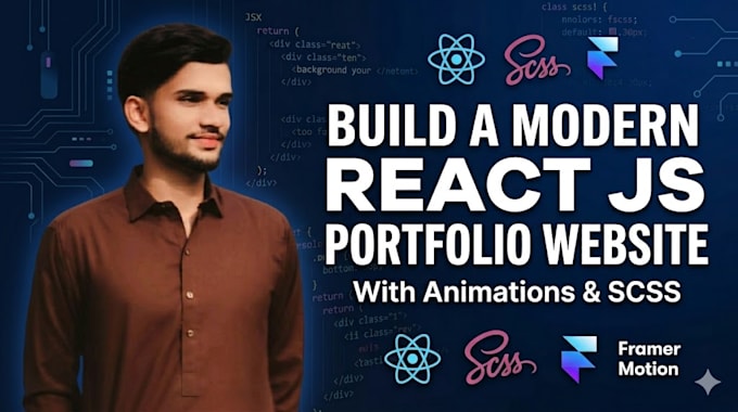 build a modern react js portfolio website with animations and scss