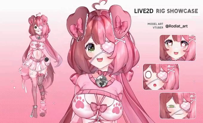 design and rig 2d vtuber model, live2d model, vtuber rigging, anime art vtuber
