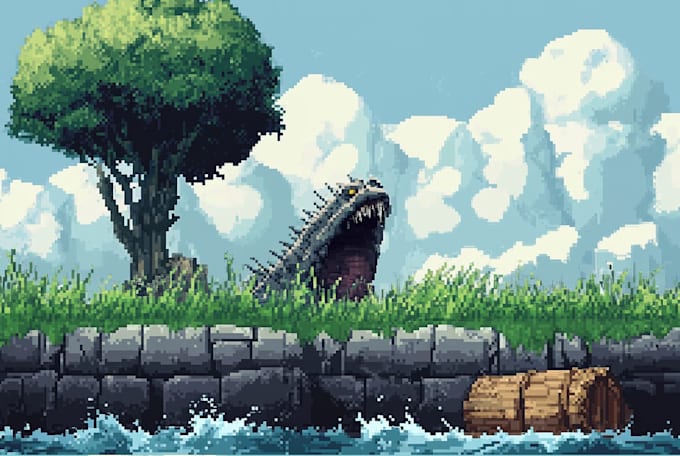 create pixel art game backgrounds and environments