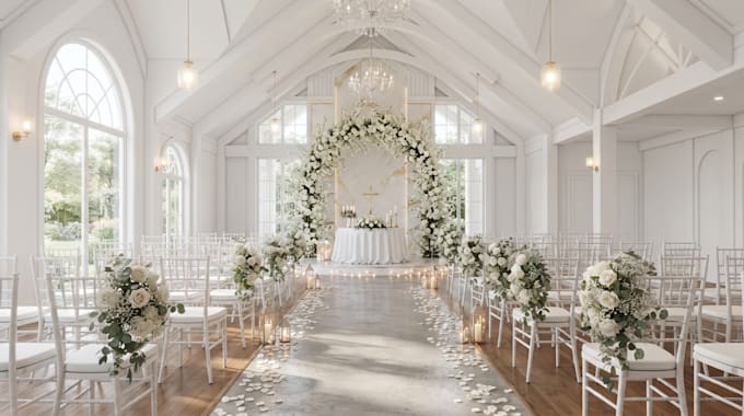 do 3d wedding decor, 3d wedding interior, party venue rendering, 3d hall visual