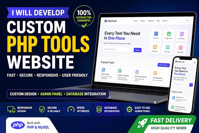 build a custom web tools website using PHP