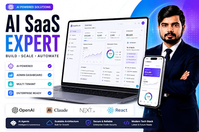 build ai powered saas web app and admin dashboard