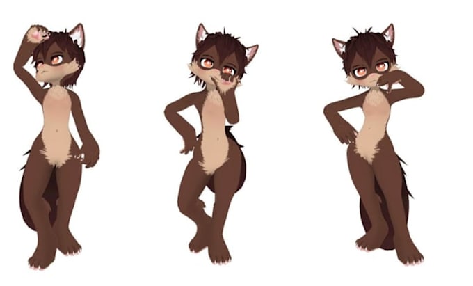create 3d vtuber model, animal, furry, vrchat avatar, vroid model