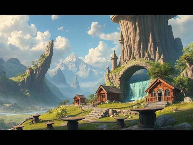 design detailed fantasy landscapes and environments