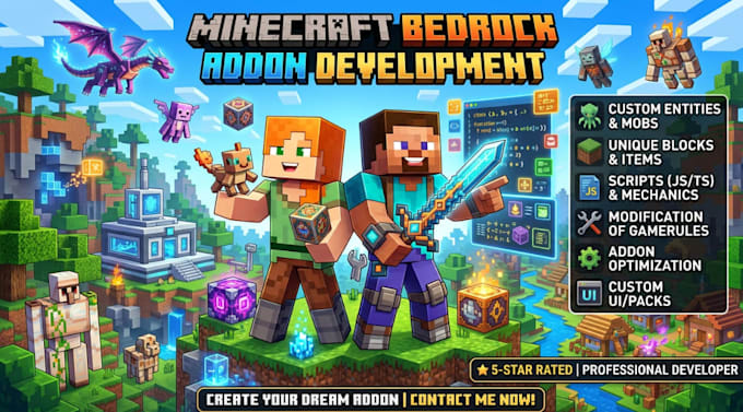 create custom minecraft bedrock addons and mods with items, mobs and addons