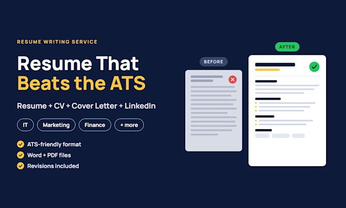write ats resume CV and cover letter for IT marketing finance and more