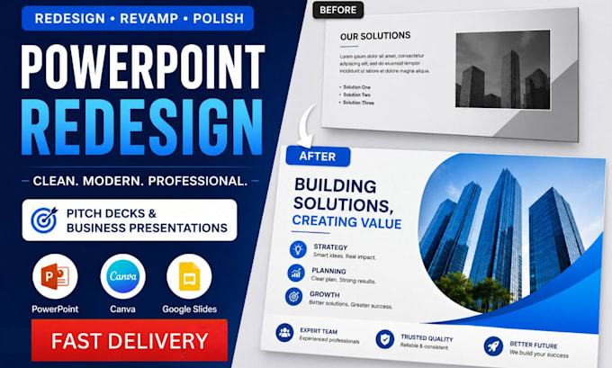 redesign powerpoint presentation and revamp canva slides