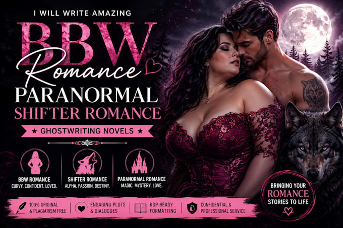 write amazing bbw, romance, paranormal shifter romance as your ghostwriter