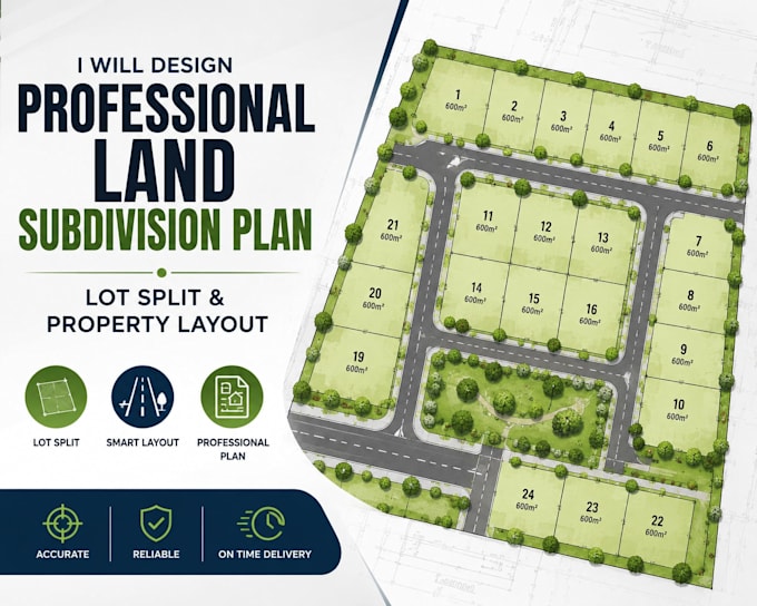 design professional land subdivision plan, lot split and property layout
