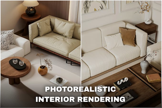 create photorealistic modern living room interior render