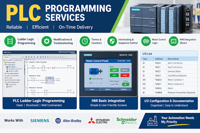 do plc programming, hmi and industrial automation projects