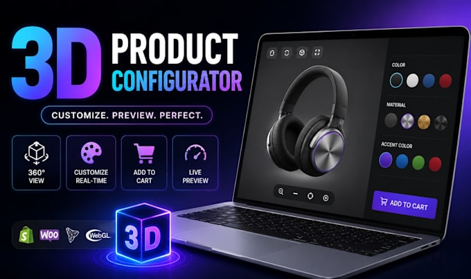 build interactive 3d product configurator for shopify, woocommerce and threejs