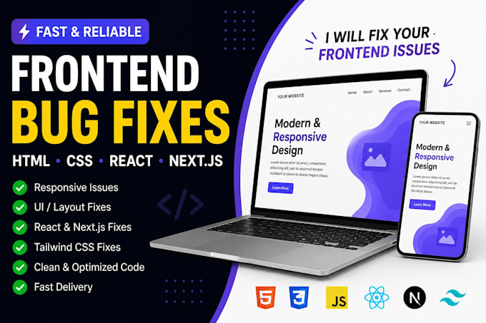 fix html css or react frontend gigs fast