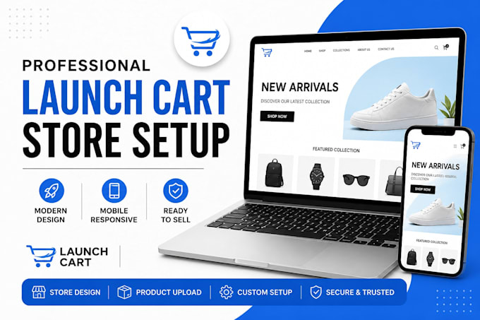 design and setup a professional launch cart store
