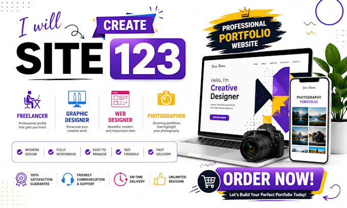 create site 123 freelancer graphic designer web designer photographer portfolio