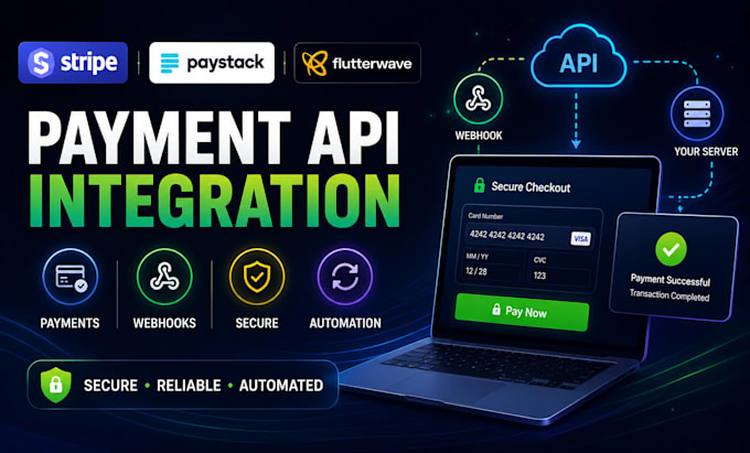 integrate stripe paystack flutterwave API and webhooks