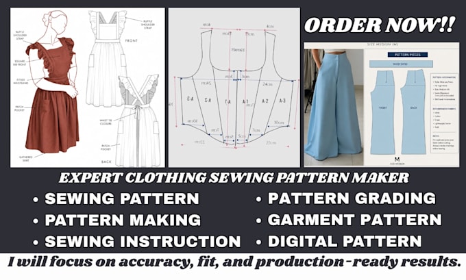 create sewing pattern and step by step instruction for clothing and costumes
