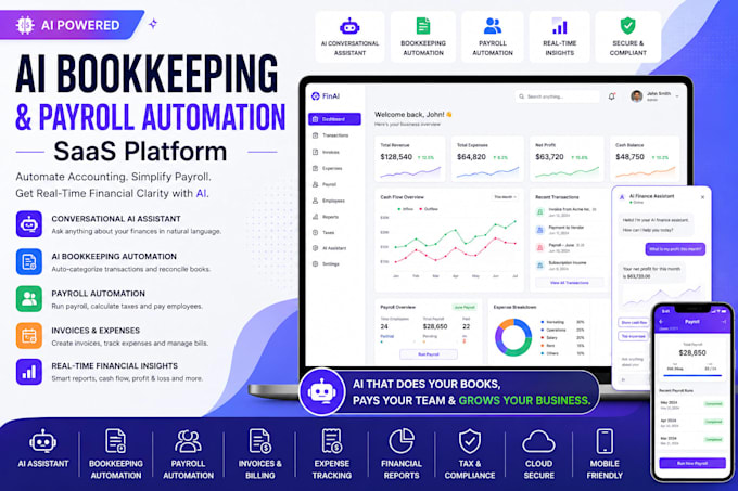 develop saas ai bookkeeping conversational ai website, ai payroll automation web