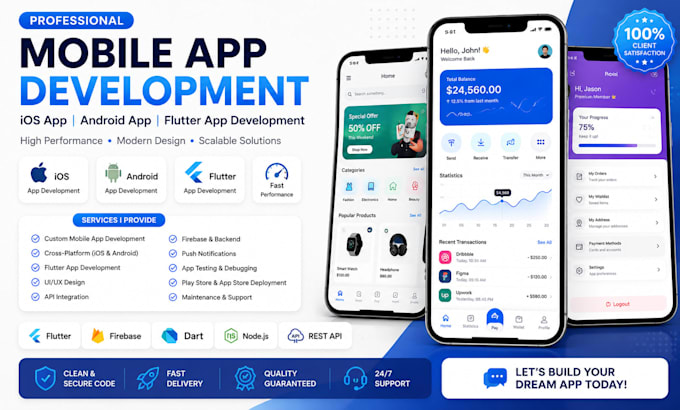 do mobile app development, ios app, android app creation flutter app development