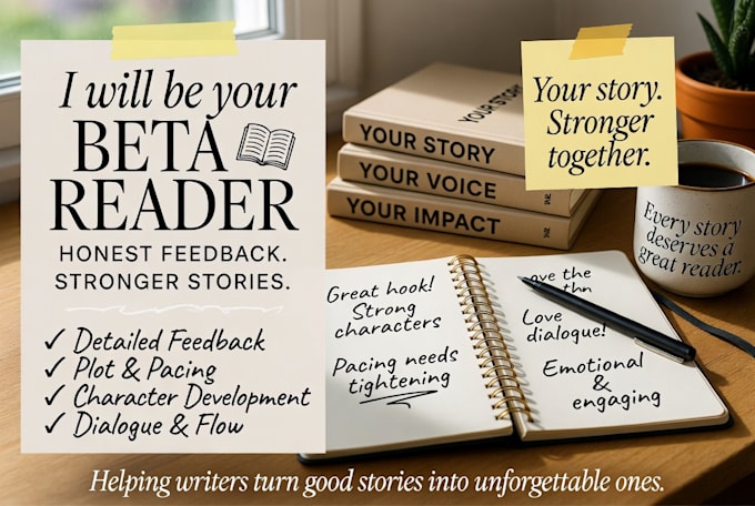 be your beta reader and provide detailed manuscript feedback