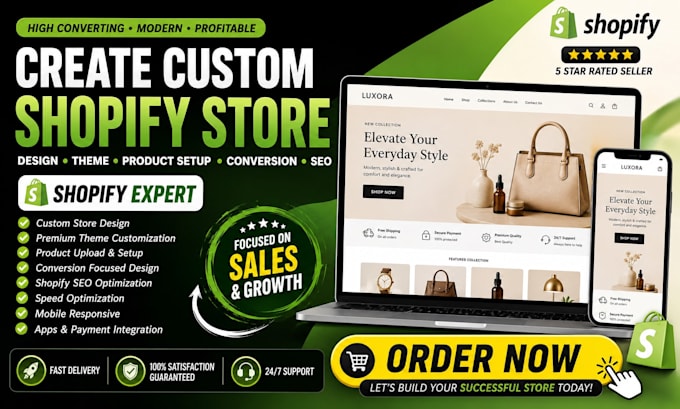 create custom shopify store design theme product setup conversion SEO expert