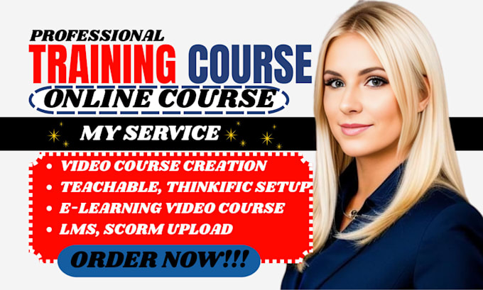 create elearning video course, lms readycourse,scriptwriting and teachable setup