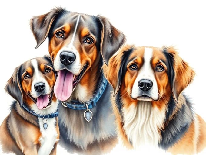 Draw realistic portrait of your pets in watercolor by Jazminrozc | Fiverr