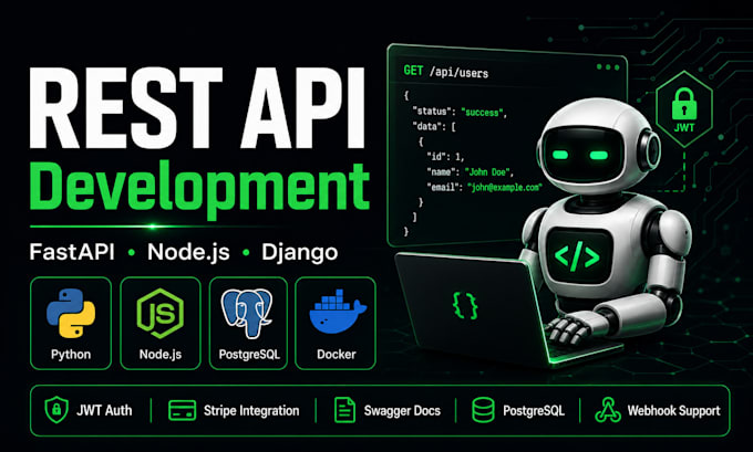 build a rest API with fastapi nodejs or django for your web or mobile app