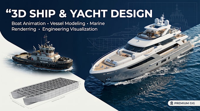 3d ship design 3d yatch model 3d boat animation pontoon hull 3d tugboat vessel