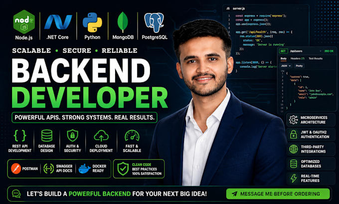build a scalable backend API using nodejs, dotnet core, python