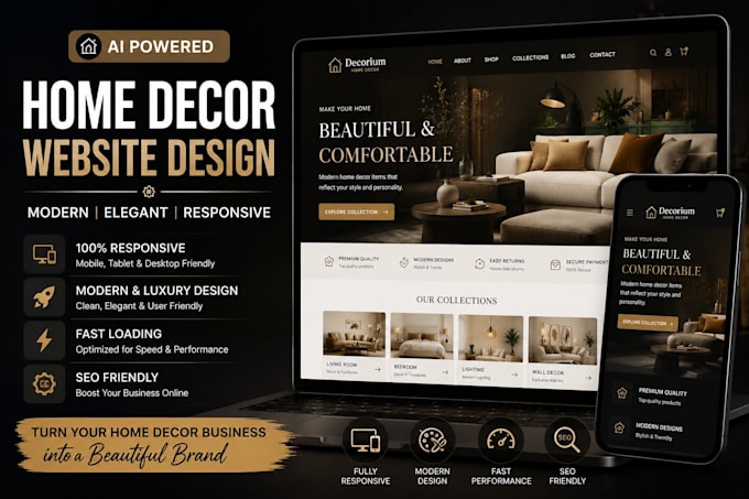 design a professional home decor business website without wordpress