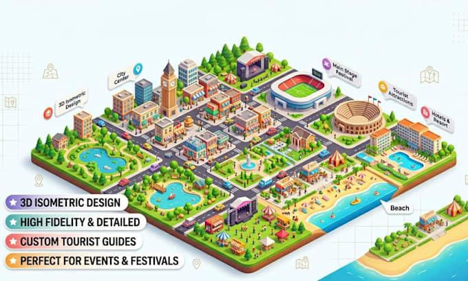 draw unique vector map or isometric map