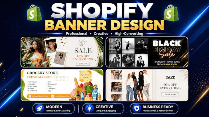 design modern shopify banner, slider and website hero image
