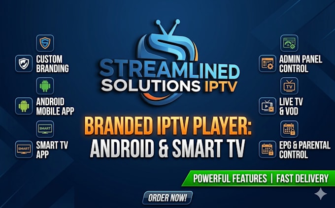 develop branded iptv player web, app for android and smart tv with admin panel