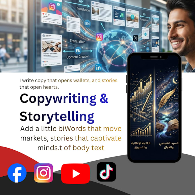 professional social media copywriting in arabic and english