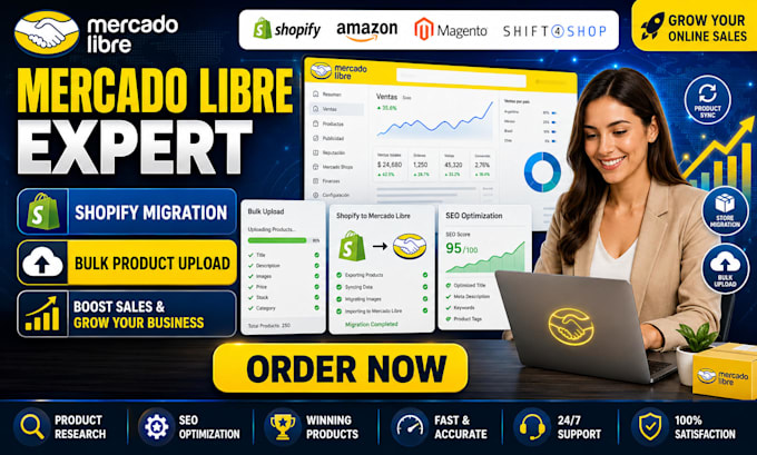do mercado libre seo product listing shopify migration ecommerce store setup