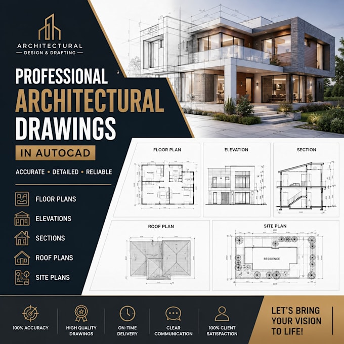 draft floor plans, sections, and elevations in autocad