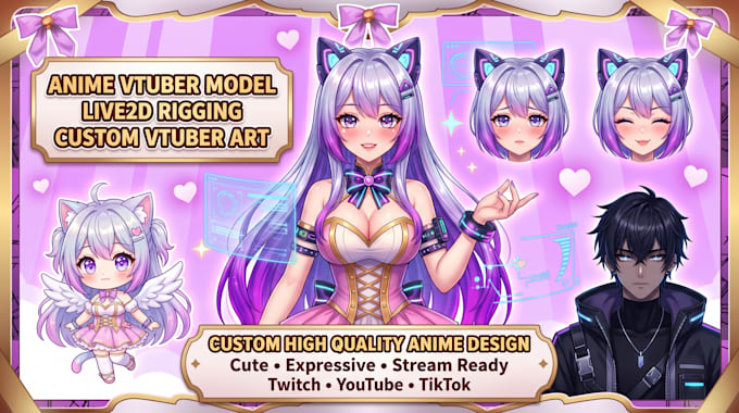 design and rigging 2d vtuber model, live2d vtuber model, vtuber avatar anime art