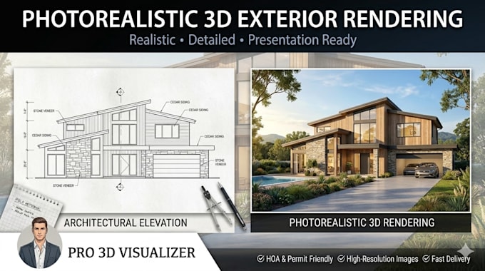 3d exterior architectural rendering photorealistic
