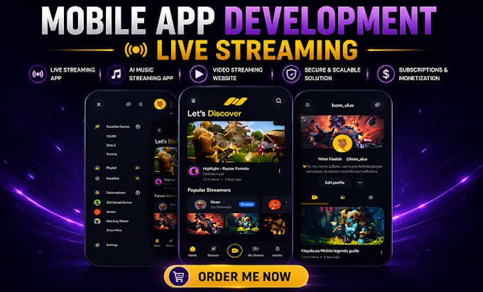 develop live streaming app ai music streaming app video streaming website