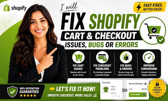 fix shopify cart and checkout issues, bugs or errors