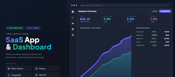 build modern saas web applications and dashboards
