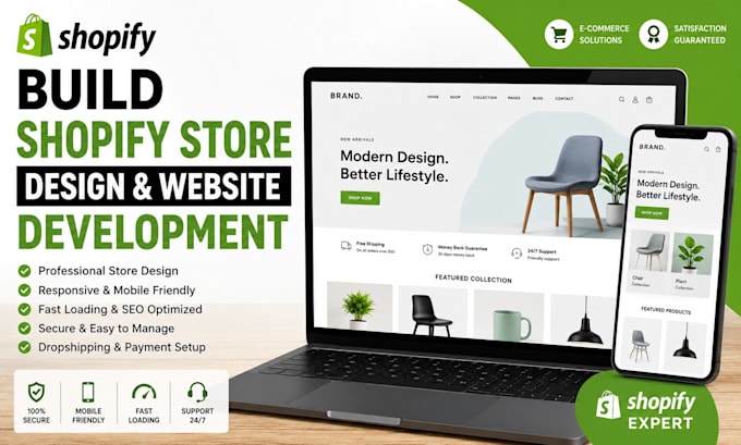 build shopify store design with website development