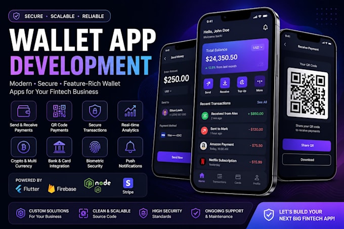 design and develop a premium wallet app UI UX and backend