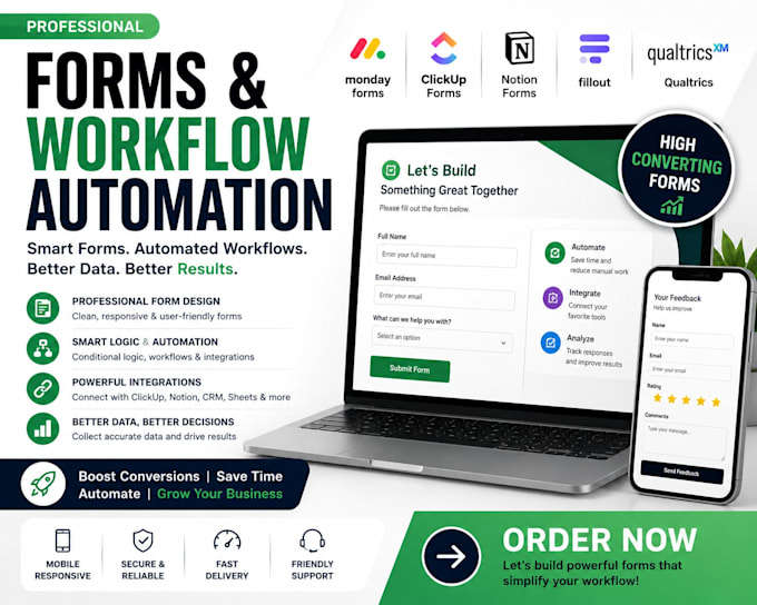 create monday forms, clickup forms, notion forms, fillout, qualtrics integration