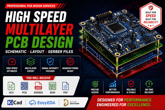Design high speed multilayer pcb layout and circuit schematic gerber ...