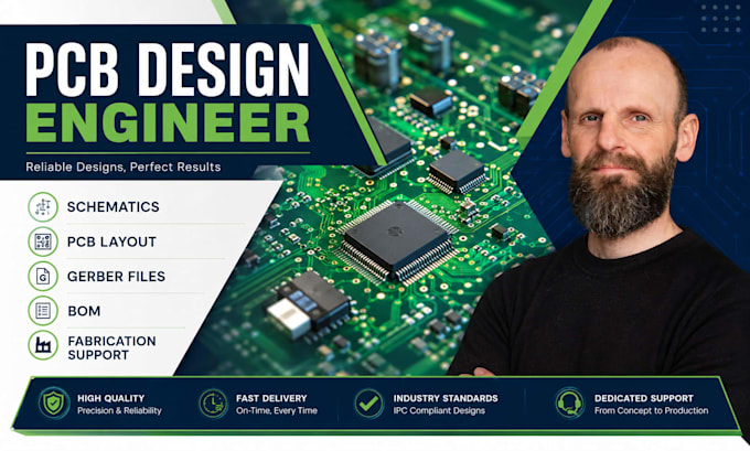 design pcb circuit, pcb design, pcb schematic, fabrication gerber and bom