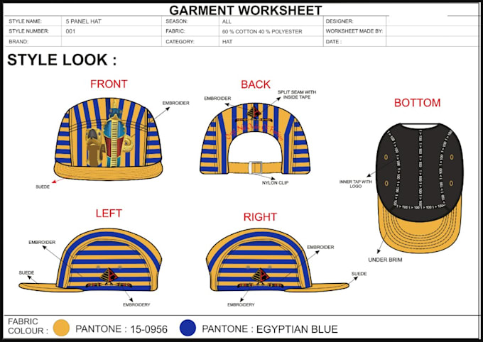 design custom hats and caps with tech pack and mockups